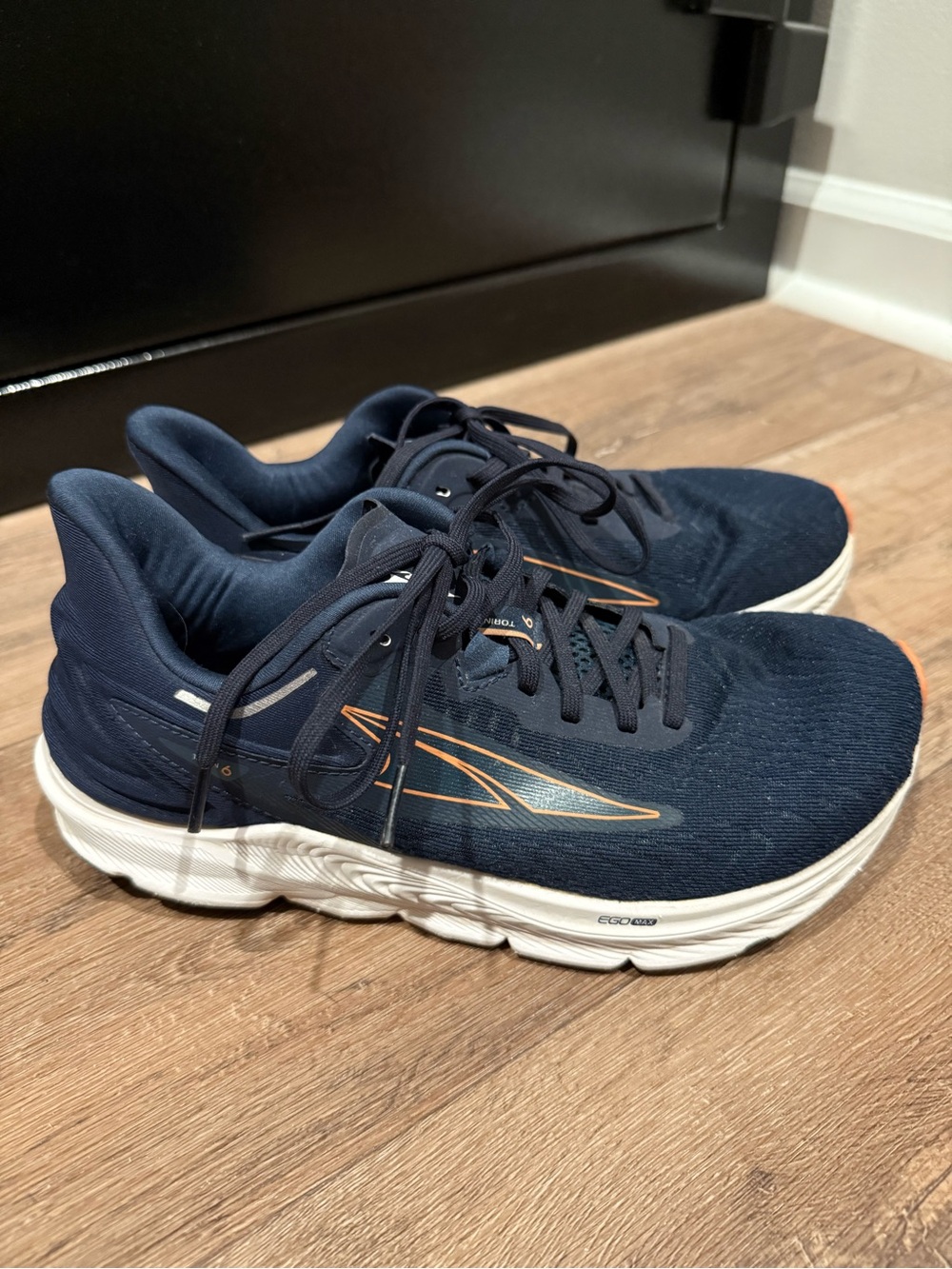 Altra Navy Blue Running Shoes with Orange Accents